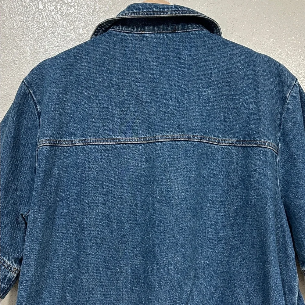 OLIVACEOUS  WOMENS COLLARED  DENIM MINI DRESS SZ LG NEW - Picture 3 of 9